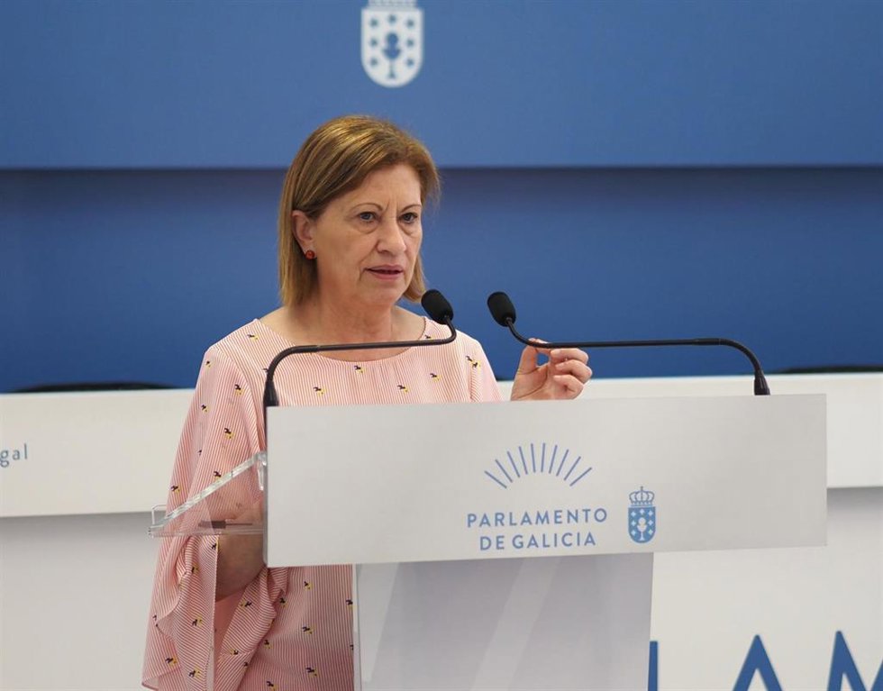 La viceportavoz parlamentaria del PSdeG, Elena Espinosa, en rueda de prensa