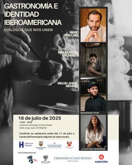 Cartel del conversatorio “Gastronomía e Identidad Iberoamericana”