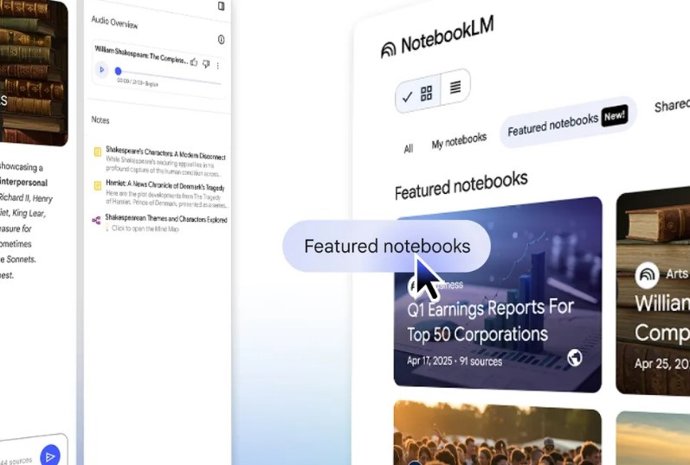 Nuevos cuadernos destacados en NotebookLM.