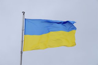 June 16, 2025, Vienna, Vienna, Austria: Ukrainian flag is seen shortly before visit of VOLODYMYR ZELENSKYY in Vienna.