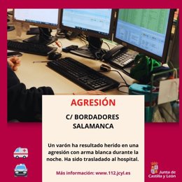 Gráfico produzido pelo 112 com dados do esfaqueamento em Salamanca.