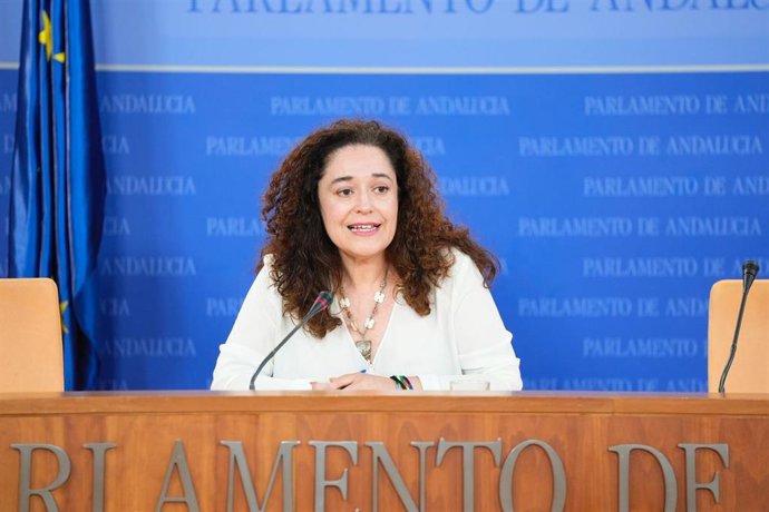 La portavoz del Grupo Por Andalucía, Inma Nieto, este miércoles en rueda de prensa.