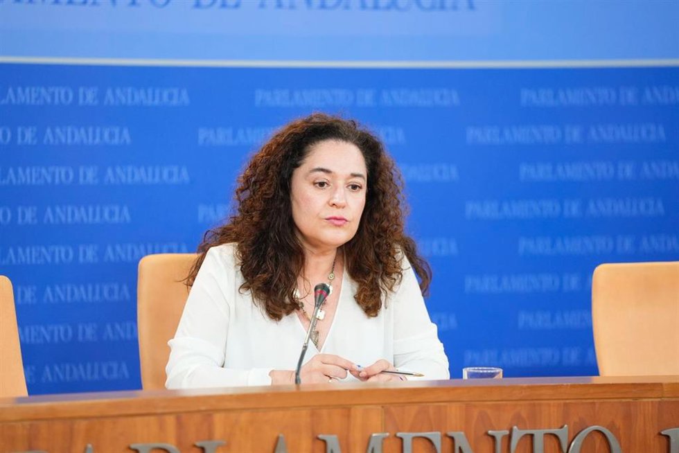 La portavoz del Grupo Por Andalucía, Inma Nieto, este miércoles en rueda de prensa.