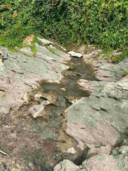 En la imagen se aprecian los efectos del vertido en la desembocadura de la canal de San Juan