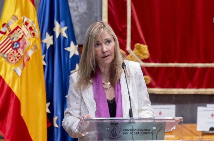 Archivo - La presidenta del Tribunal Supremo y del Consejo General del Poder Judicial, María Isabel Perelló Doménech, interviene durante el acto de entrega de los XVII Premios del Foro Justicia y Discapacidad, en la sede del Consejo General del Poder Judi