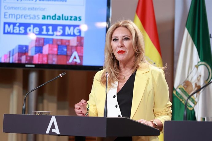 La consejera de Economía, Carolina España, en la rueda de prensa del Consejo de Gobierno del 16 de julio de 2025.