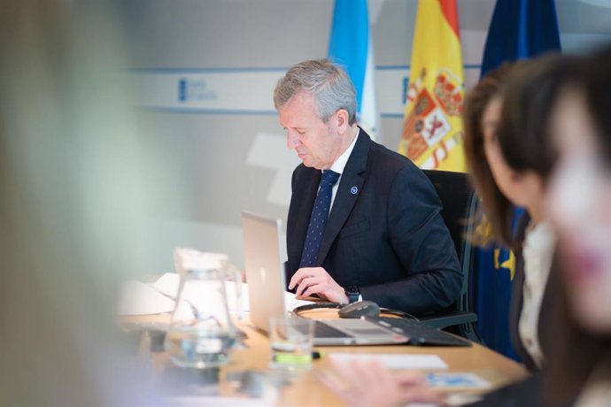 Archivo - El presidente de la Xunta en funciones, Alfonso Rueda, en la reunión del Consello del 21 de marzo de 2024.