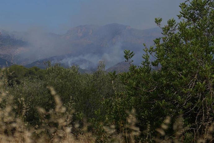 Fum de l'incendi de Paüls (Tarragona)