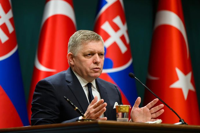 Archivo - 20 January 2025, Turkey, Ankara: Slovak Prime Minister Robert Fico speaks during a press conference with Turkish President Recep Tayyip Erdogan. Photo: Jaroslav Novák/TASR/dpa