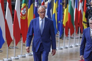 June 26, 2025, Brussels, Belgium: Friedrich Merz arrives for pictured at the arrivals ahead of an European council summit (26-27/06), in Brussels, Thursday 26 June 2025.