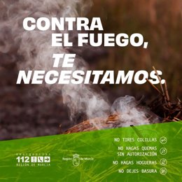 Cartel donde se pide la colaboración ciudadana para evitar en incendios en épocas de alto riesgo