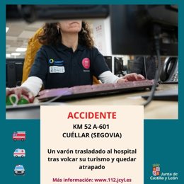 Gráfico elaborado por el 112 con datos del accidente en la A-601 en Cuéllar (Segovia)
