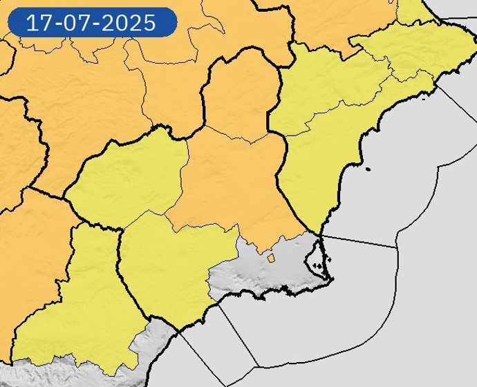 Imagen de los avisos meteorológicos activos en la Región