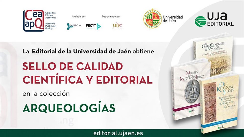 Cartel con el sello de calidad obetenido para la colección de la UJA 'Arqueologías'