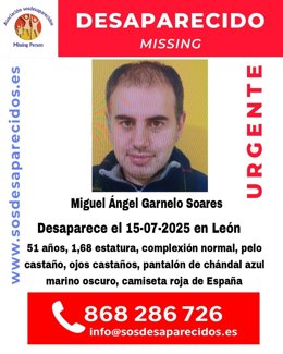 Imagen de la persona desaparecida en León.