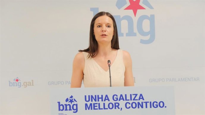 A viceportavoz do BNG Olalla Rodil en rolda de prensa.