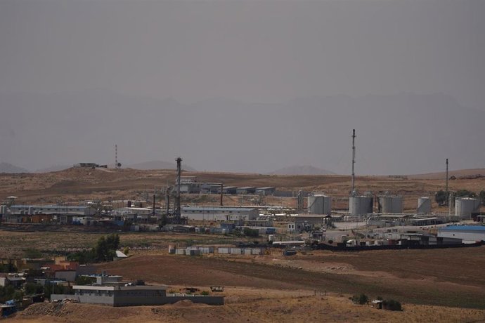 Vista general del campo petrolero de Tauke, en Zajo, situado en la región semiautónoma del Kurdistán iraquí, en el norte de Irak