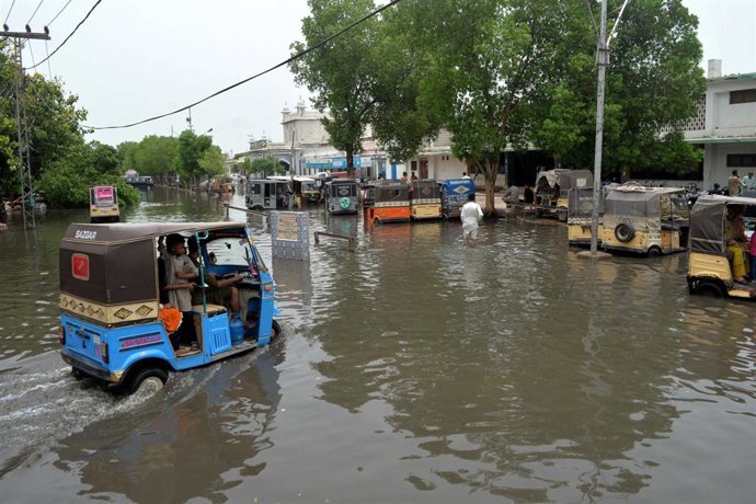 Inundaciones en Hyderabad a causa de las lluvias monzónicas en Pakistán (archivo)