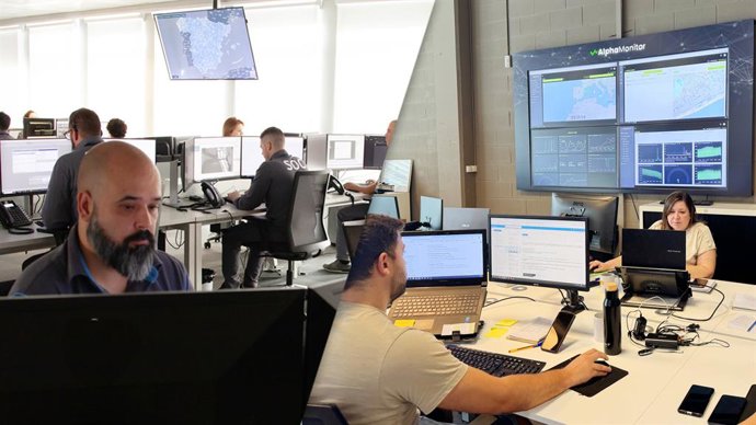 Securitas Operation Center de Securitas (izquierda) y centro de operaciones de Alphanet (derecha)