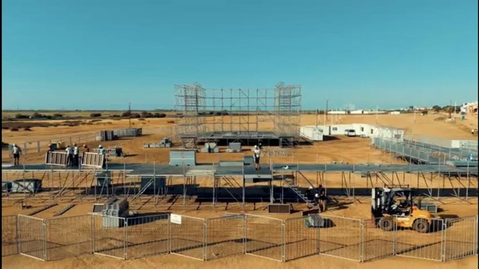 Montaje de las instlaciones del festival.