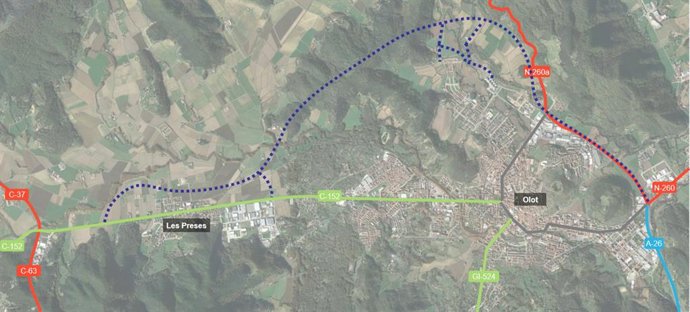 Plano de la zona donde se situará la variante.