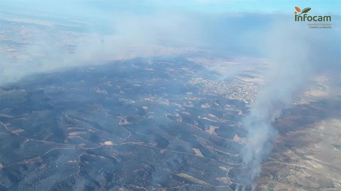 Incêndio declarado na cidade de Méntrida, em Toledo.