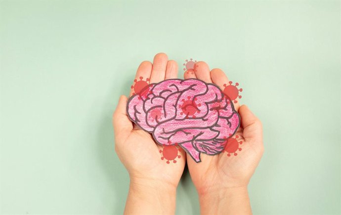 Cerebro afectado por virus.