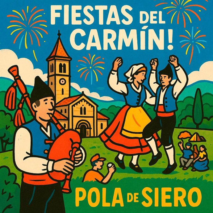 Cartel de las fiestas del Carmín de La Pola.