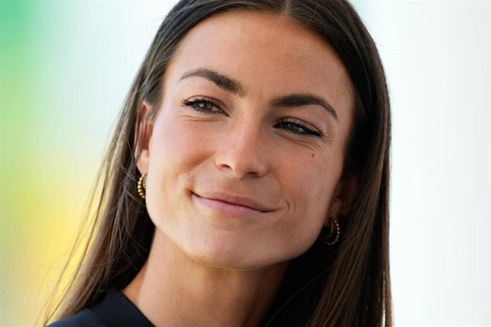 La atleta española Blanca Hervás, durante la presentación del Meeting de Madrid 2025, del Continental Tour Silver en Vallehermoso.