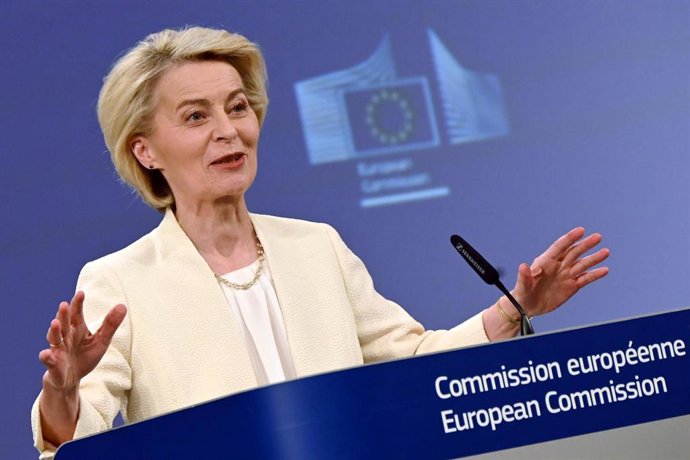 16 July 2025, Belgium, Brussels: Ursula von der Leyen, President of the European Commission, speaks at a press conference where she presents the Commission's proposals for the EU budget. Photo: Ansgar Haase/dpa
