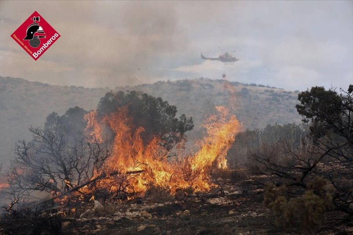 Incendio forestal declarado este viernes en Ibi (Alicante)