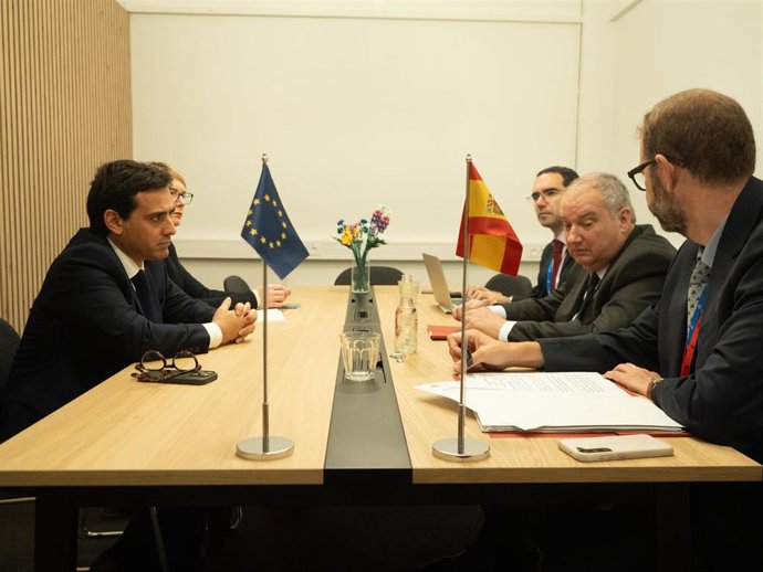 Reunión del minsitro de Industria y Turismo con el vicepresidente ejecutivo y comisario de Mercado Interior de la Comisión Europea, Stéphane Séjourné.