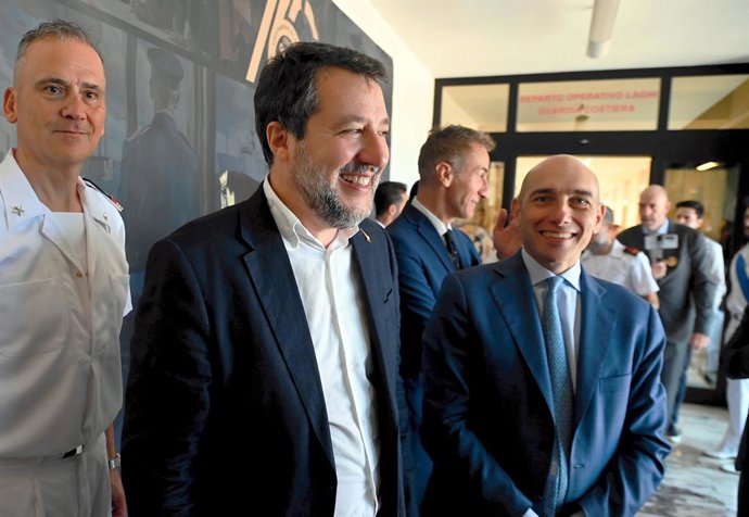 Milão, Milão, Itália: Milão, P.le Morandi Inauguração do Departamento de Operações em Lagos da Guarda Costeira, com o Ministro Matteo Salvini,