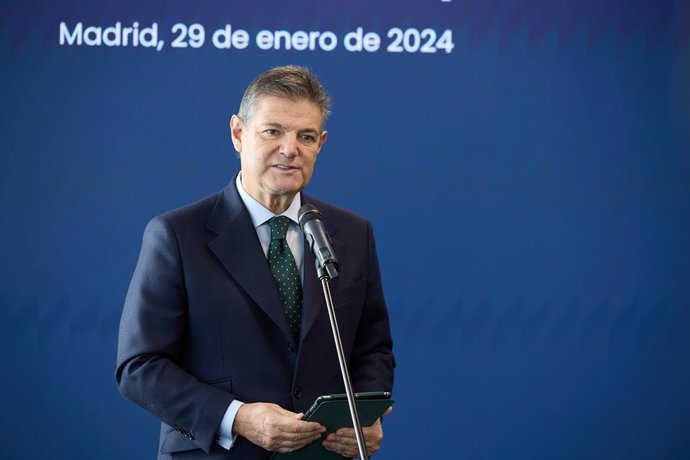 Archivo - Arquivo - O ex-ministro da Justiça Rafael Catalá fala durante a apresentação da campanha 'Que nadie robe tu tranquilidad', na sede da Legálitas, em 29 de janeiro de 2024, em Madri (Espanha). A campanha tem o objetivo de prevenir o crime