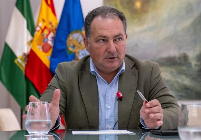 El presidente de la Diputación de Huelva, David Toscano, en la entrevista.