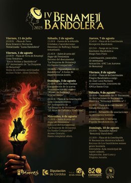 Cartel y programa de actividades de 'Benamejí Bandolera 2025'.