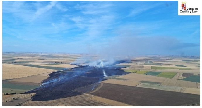 Superficie afectada por el incendio en Montealegre de Campos (Valladolid)