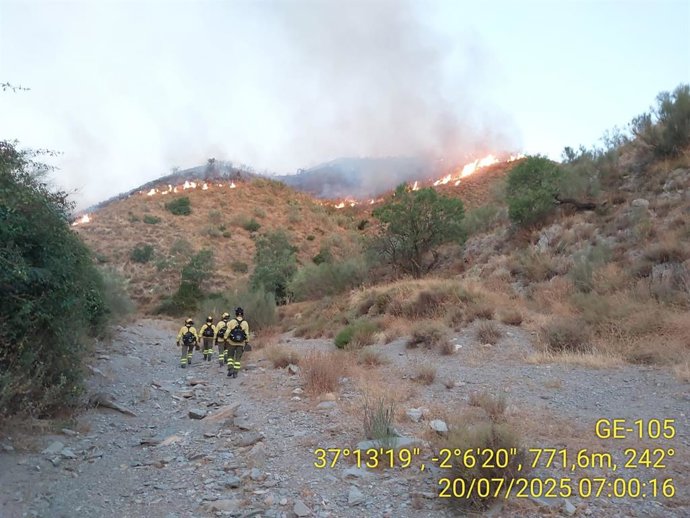 Incendio declarado en los montes de Lubrín.