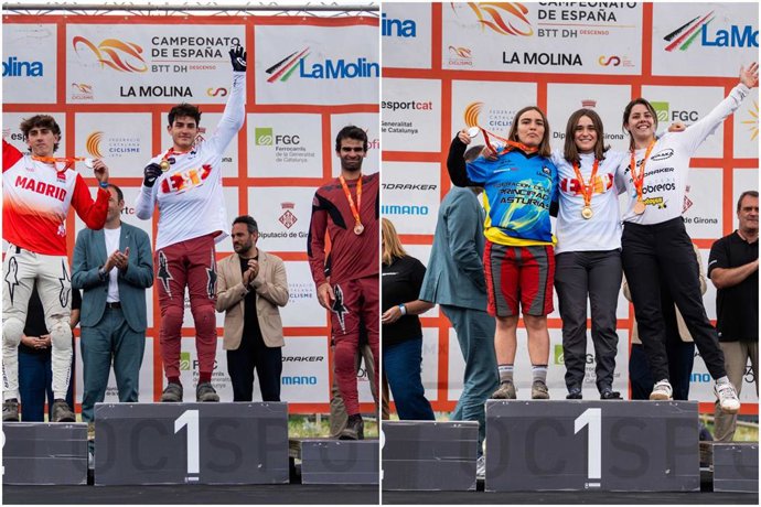 Dani Castellanos y Natalia Menéndez, campeones de España de descenso ciclista en La Molina.