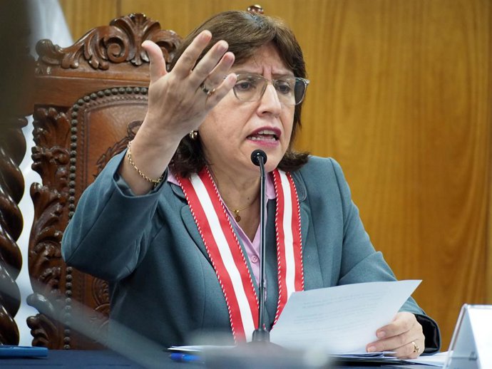 Archivo - Arquivo - 20 de março de 2025, Lima, Lima, Peru: Delia Espinoza Valenzuela, Procuradora Geral do Peru, dá uma coletiva de imprensa sobre os desafios enfrentados pelo Ministério Público no Peru, a luta contra a corrupção e casos emblemáticos, o p