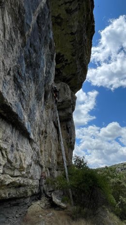 Zona del barranco de Valderredible donde fue rescatado el perro