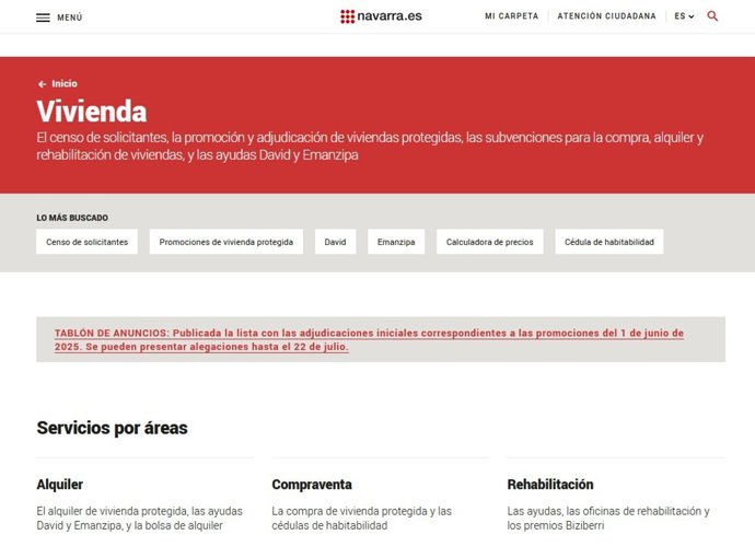 Web de Vivienda.
