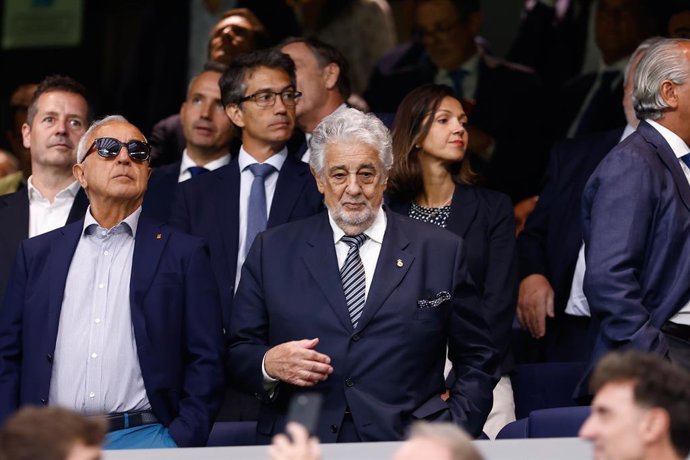 Archivo - Placido Domingo is seen during the spanish league, LaLiga EA Sports, football match played between Real Madrid and Getafe CF at Santiago Bernabeu stadium on September 02, 2023, in Madrid, Spain.