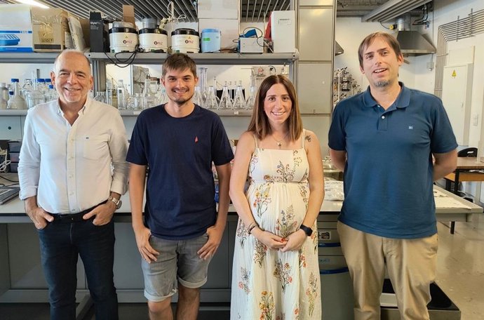 En la foto, parte del equipo investigador que ha desarrollado el trabajo, de izquierda a derecha: Jesús Santamaría, Ignacio García-Peiró,María Sancho-Albero y José Luis Hueso.