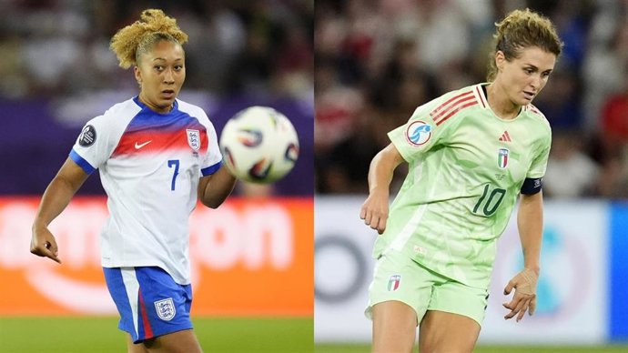 La atacante inglesa Lauren James (izquierda) y la delantera italiana Cristiana Girelli, en la EURO 2025.