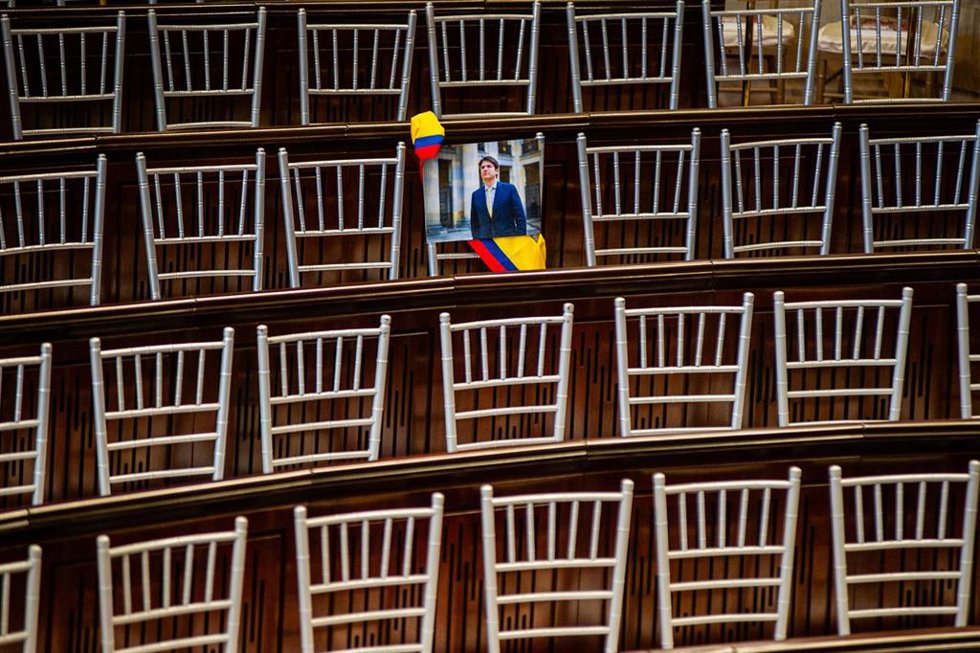 Una fotografía del senador colombiano Miguel Uribe