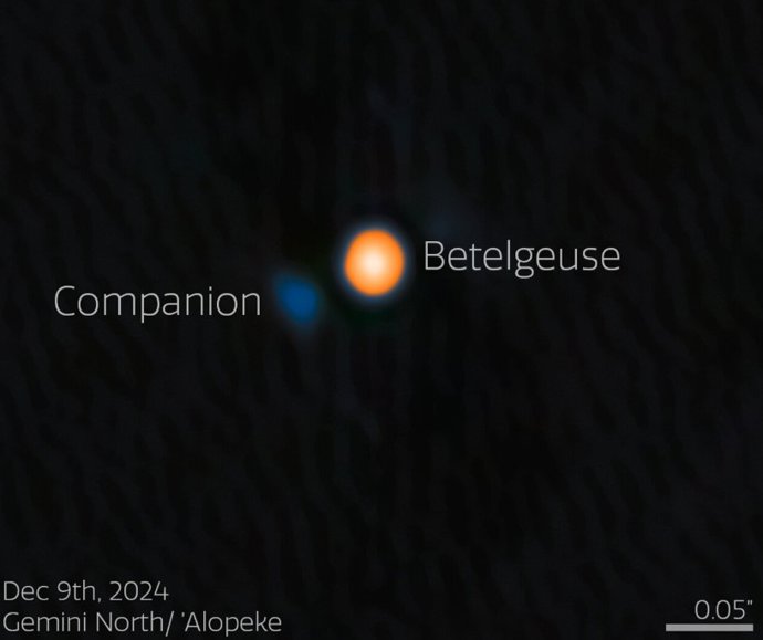 Imagem da estrela companheira da supergigante vermelha Betelgeuse