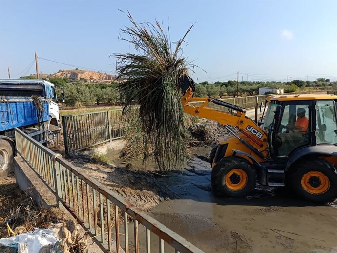 La Brigada Camins duu a terme treballs de neteja i condicionament del tanc de tempestes i canal que dona alleujament a les aigües pluvials de la zona de Sant Vicent