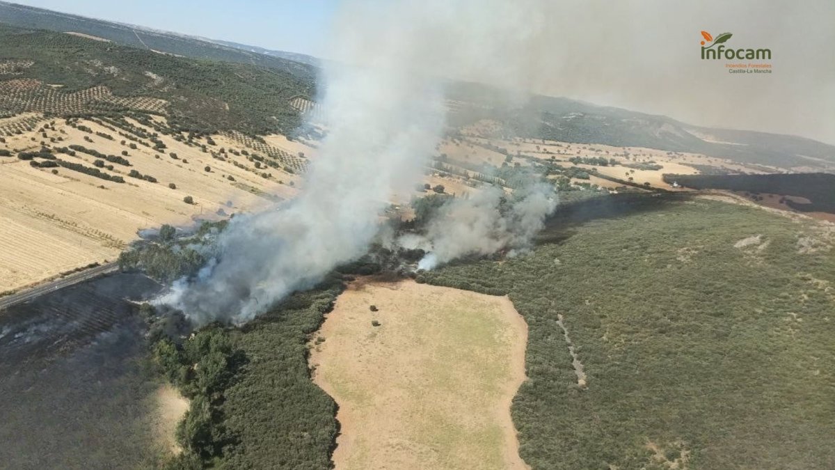El incendio en Piedrabuena (Ciudad Real) desciende a nivel 0