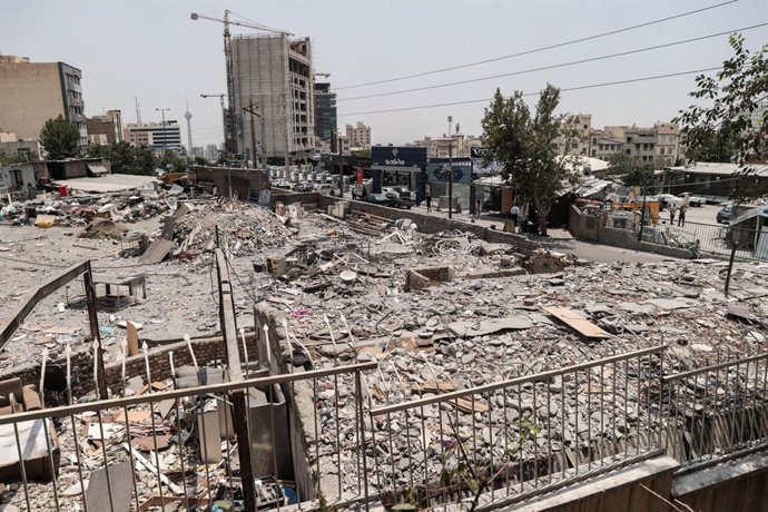 July 15, 2025, Tehran, Iran: The remains of residential buildings destroyed by an Israeli attack in Iran. A US-mediated ceasefire between Iran and Israel started on 24 June, ending a new escalation in the conflict that began on 13 June after Israel launch